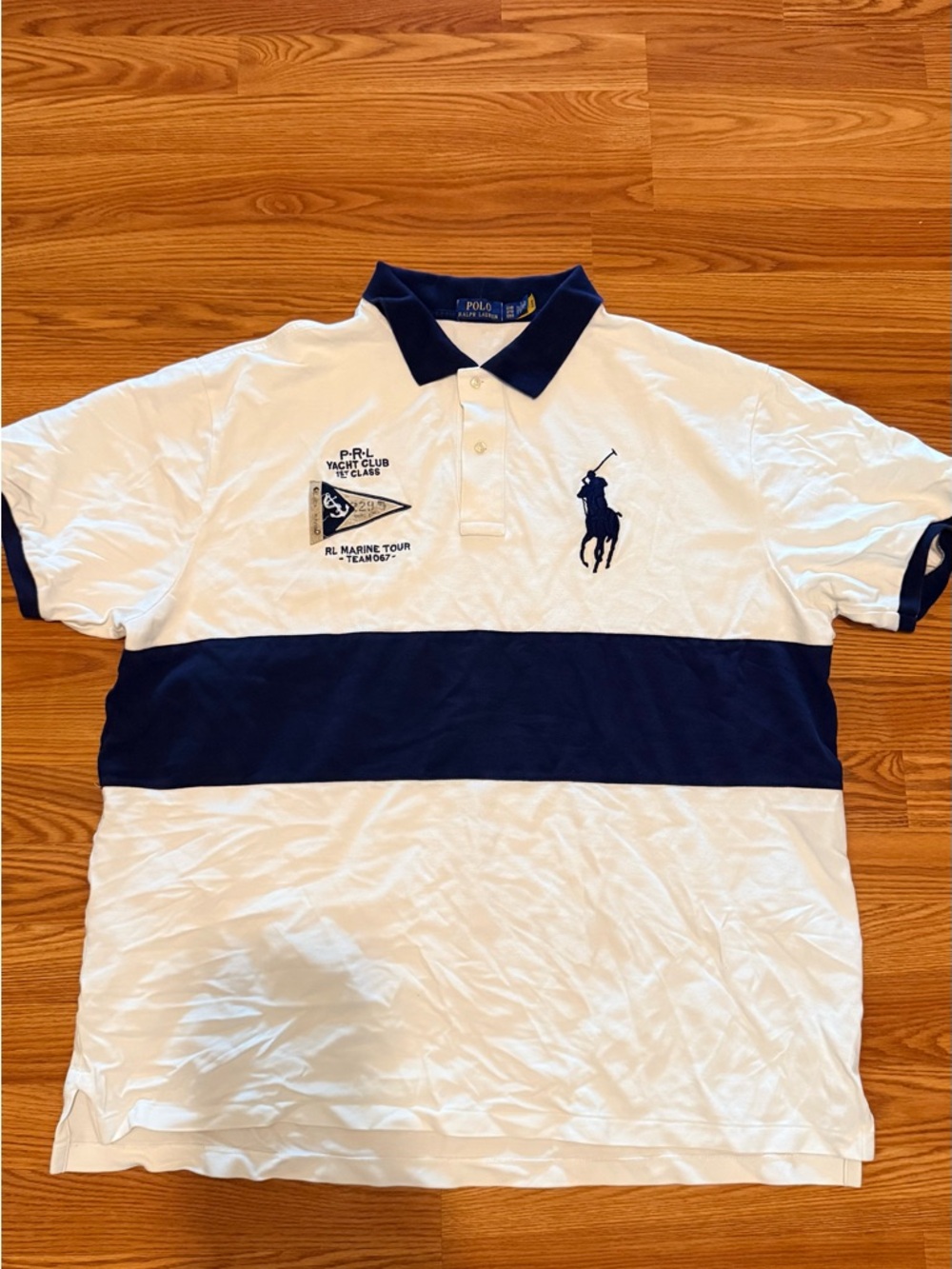 Polo by Ralph Lauren White and Navy Horizontal-Strip Polo